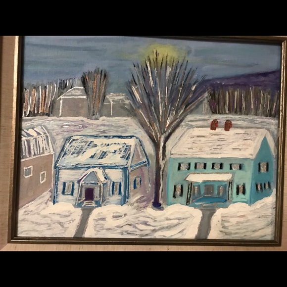 Original Oil Painting Evening Snow 12x16 - Picture 3 of 4